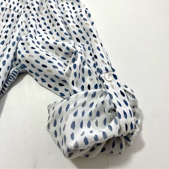 Rayon Button-front Roll-tab Sleeve Blouse Shirt Large - Picture 10 of 16